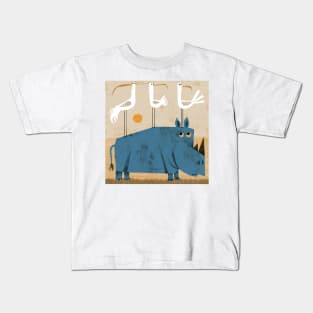 Rhino with three birds Kids T-Shirt